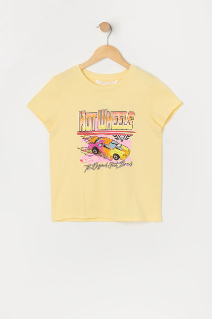 T-shirt jaune à imprimé Hot Wheels™ pour fille