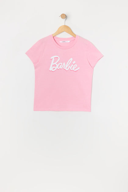 T-shirt rose à imprimé Barbie pour fille