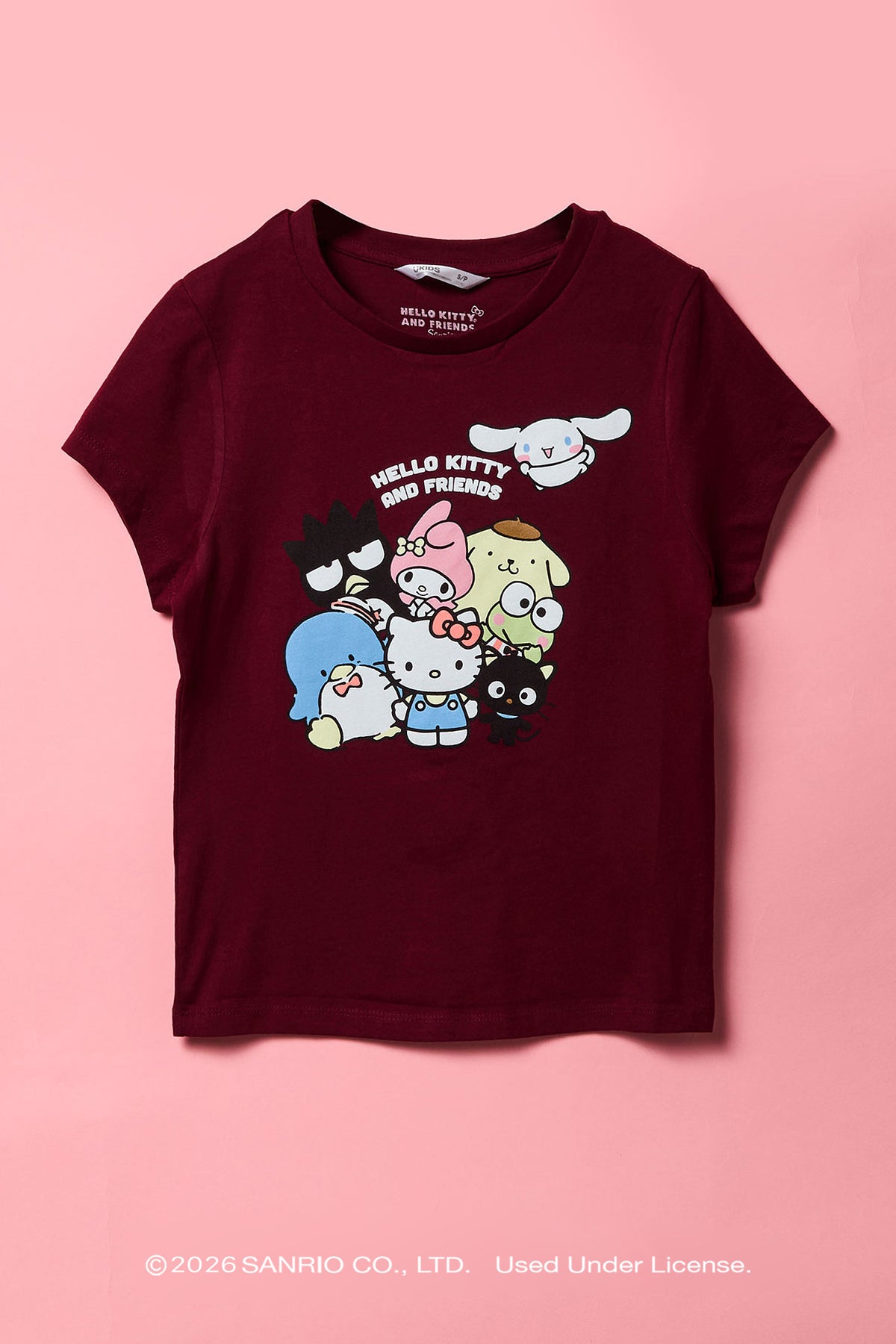Hello Kitty® & Friends Girls Heavy Cotton Graphic T-Shirt - Burgundy