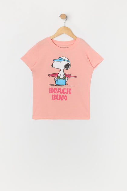 Girls Beach Bum Snoopy Graphic T-Shirt