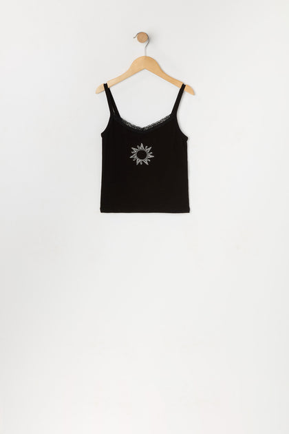 Girls Rhinestone Sun Lace Trim T-Shirt – Urban Planet