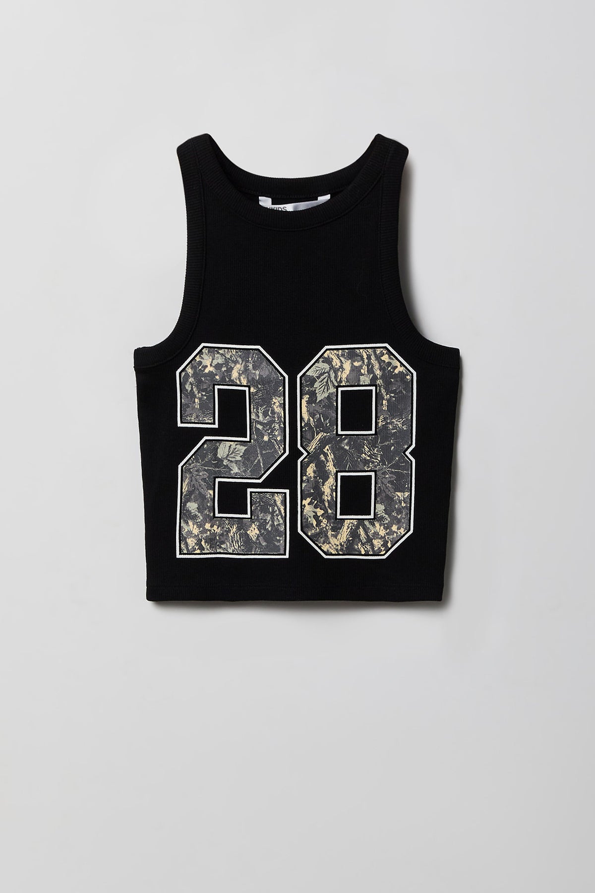 Girls Graphic Ribbed Tank - Black