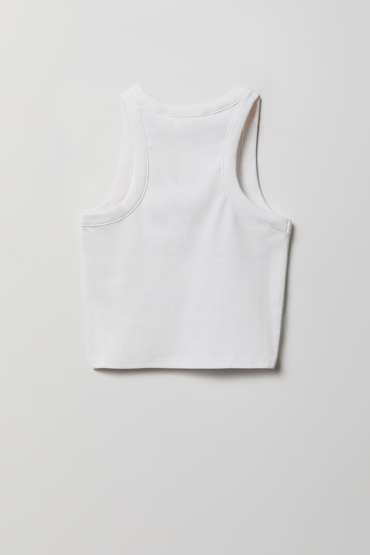 Alt View 2. Girls Ribbed High Neck Tank - White