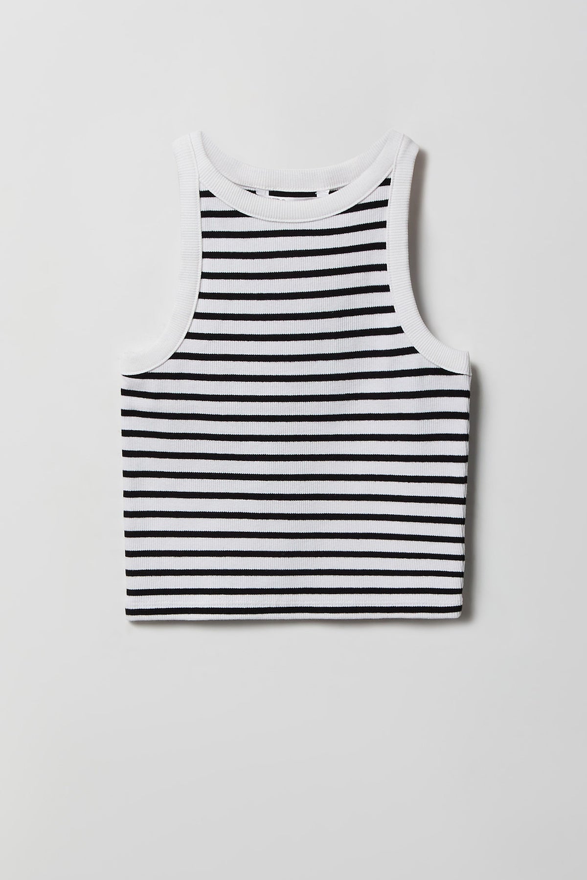 Girls Printed Ribbed High Neck Tank - Black