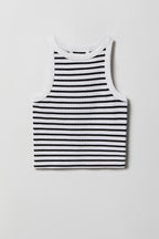 Girls Printed Ribbed High Neck Tank