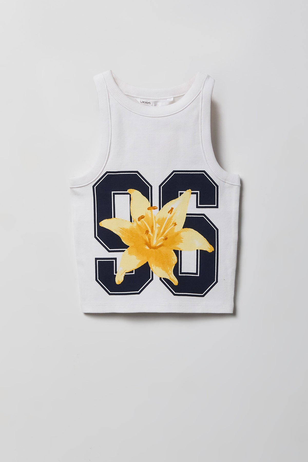 Girls Graphic Ribbed High Neck Tank - Royal Blue