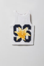 Girls Graphic Ribbed High Neck Tank