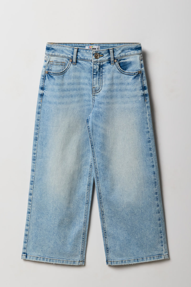 Girls Mid Rise Baggy Wide Leg Jean