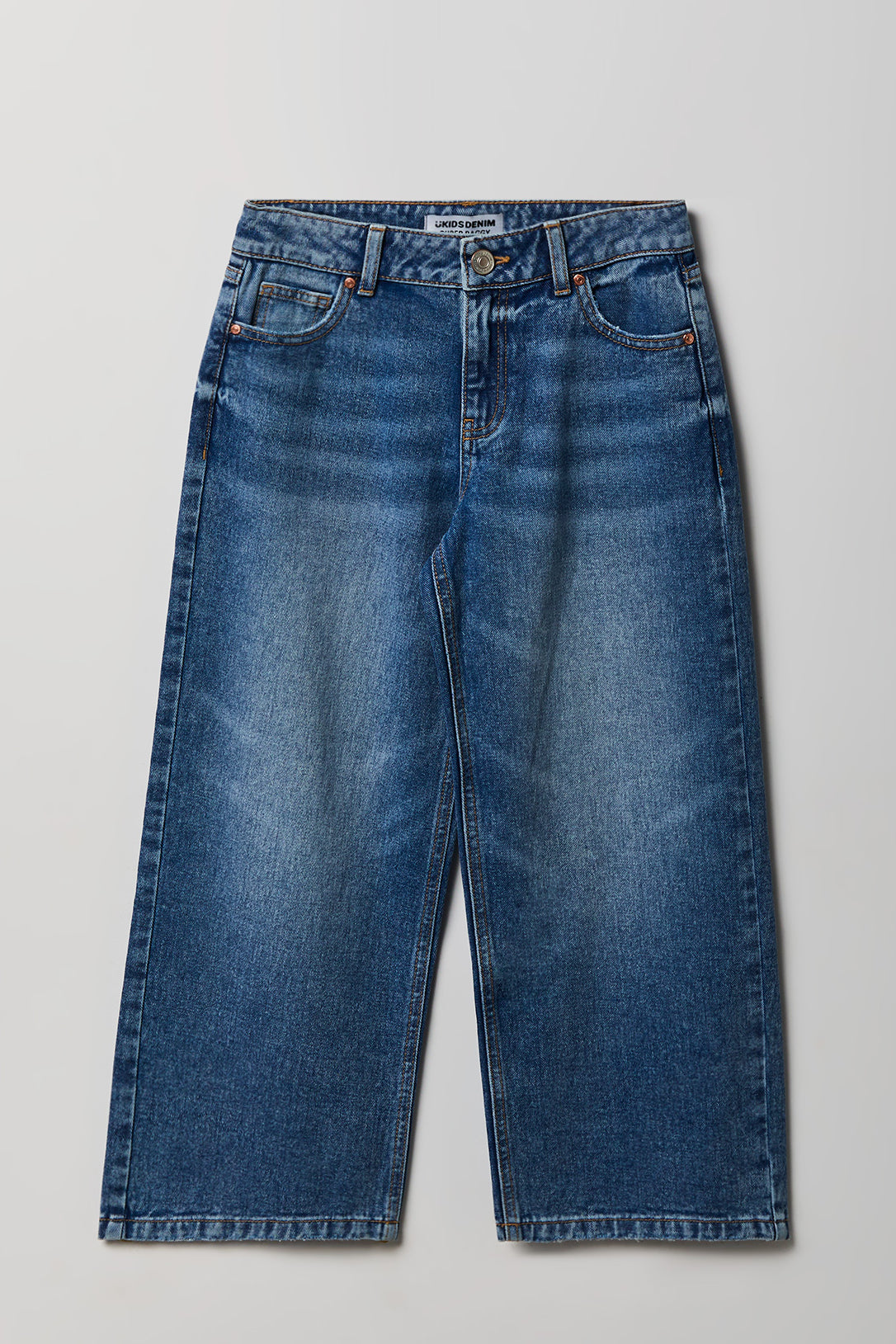 Girls Mid Rise Super Baggy Jean - Medium Blue
