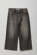 Jean super baggy mi-taille délavé gris pâle pour fille