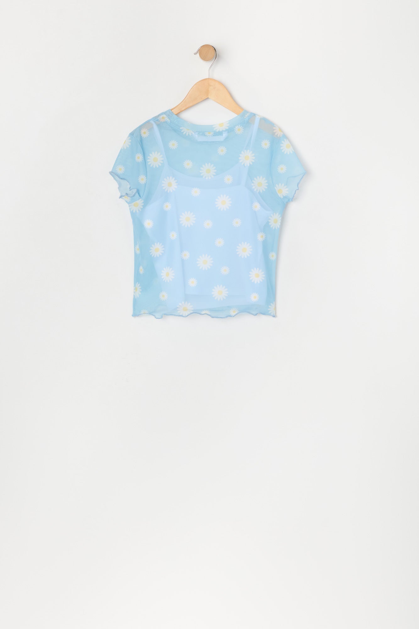 Ensemble deux pièces t-shirt et camisole en filet imprimé pour filles