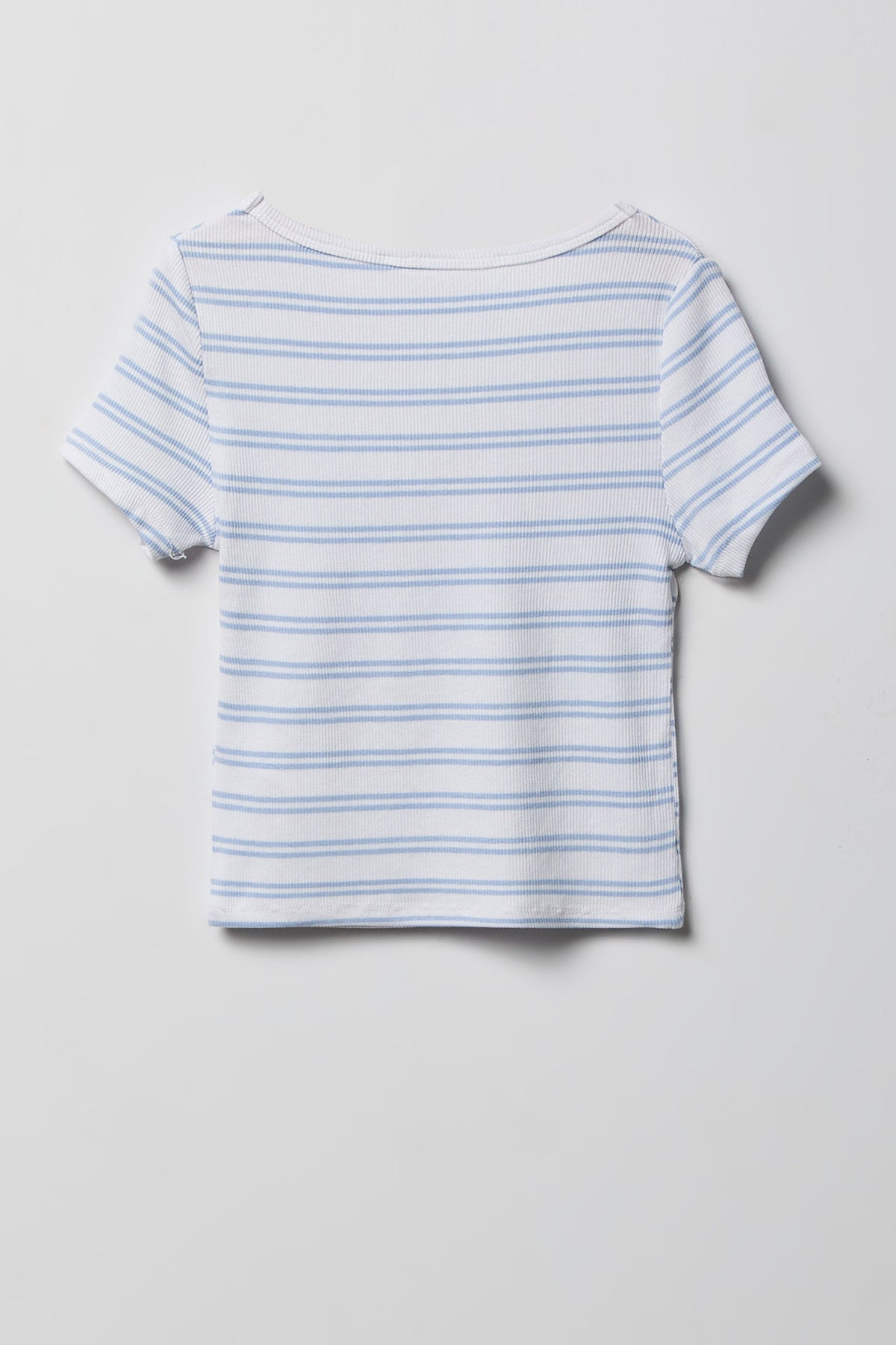 Vue alternative 2. T-shirt côtelé rayé avec ourlet de dentelle pour fille