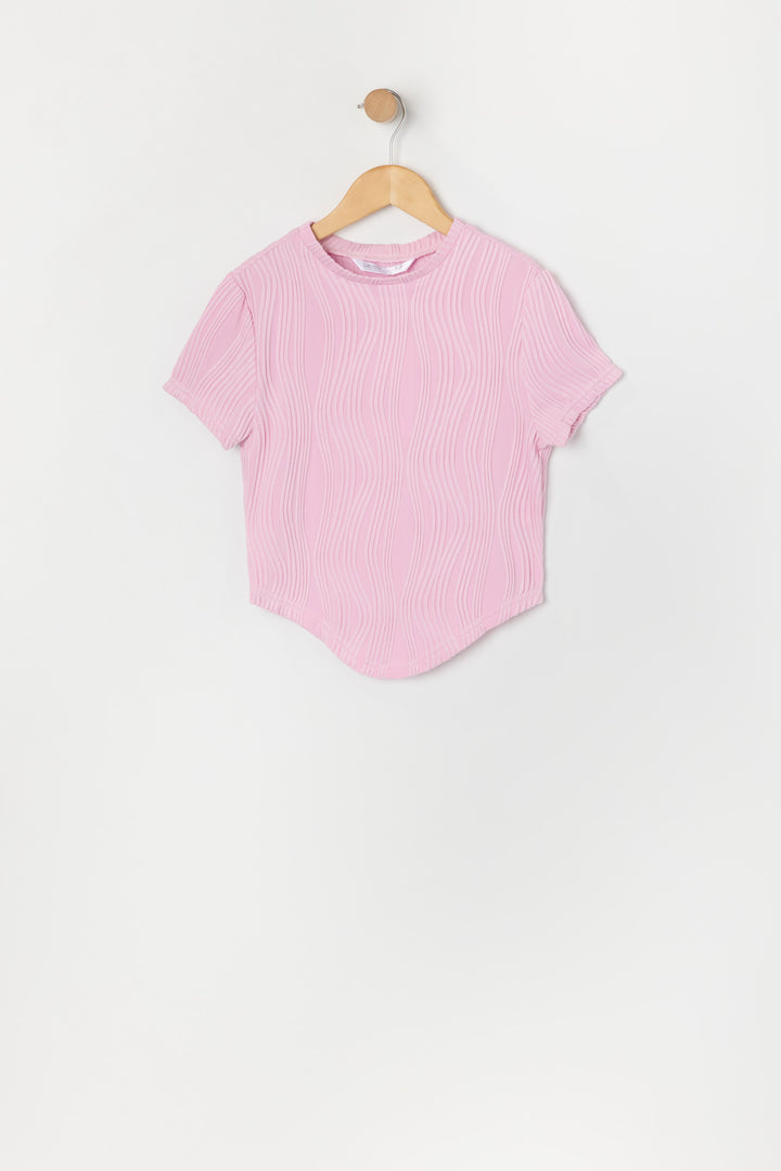 T-shirt texturé avec ourlet bandana pour fille
