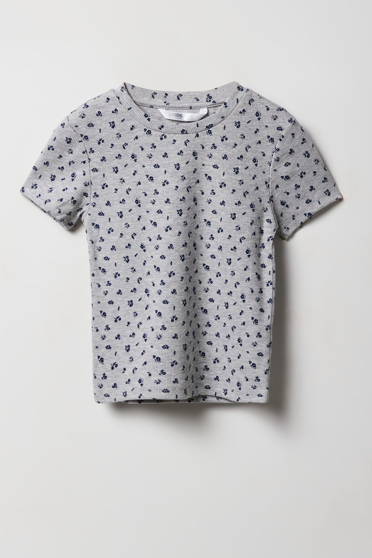 Girls Ribbed T-Shirt - Heather Grey