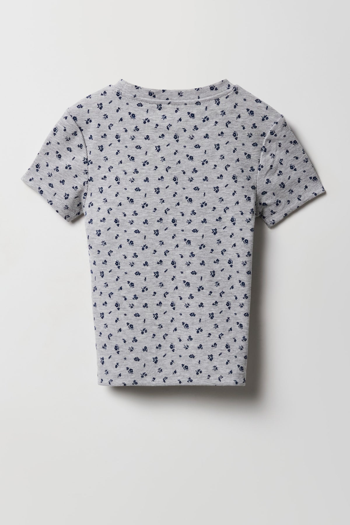 Alt View 2. Girls Ribbed T-Shirt - Heather Grey
