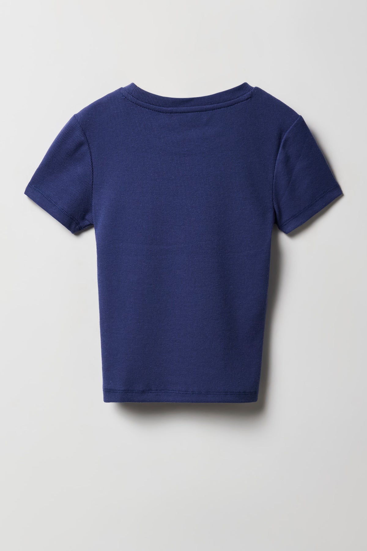 Alt View 2. Girls Ribbed T-Shirt - Blue