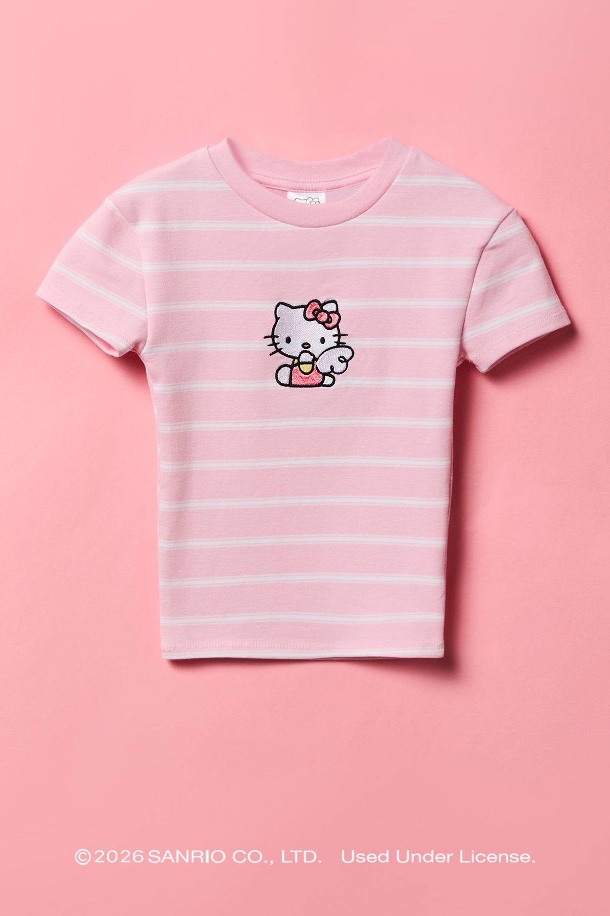 Hello Kitty®  Girls Embroidered T-Shirt - Pink
