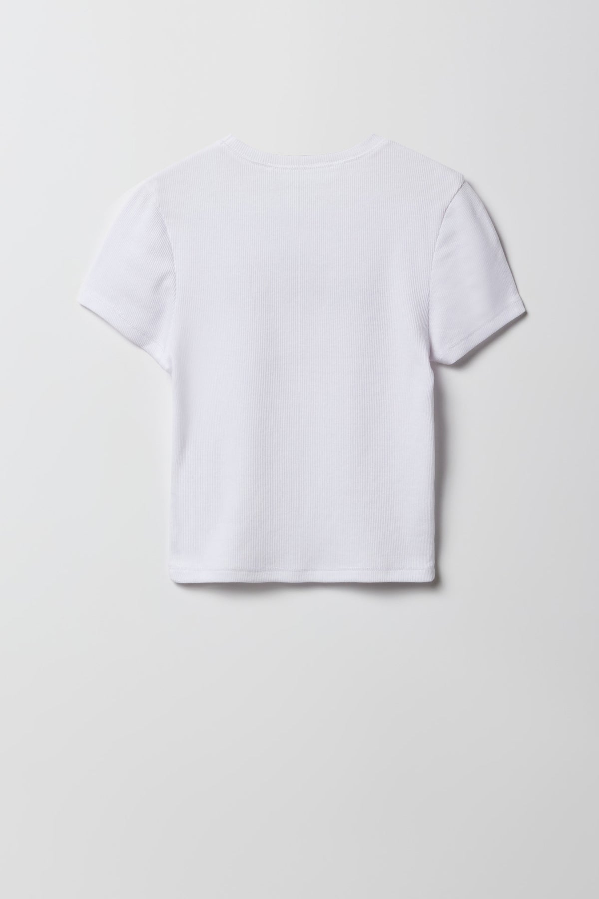 Alt View 2. Girls Ribbed Embroidered T-Shirt - White