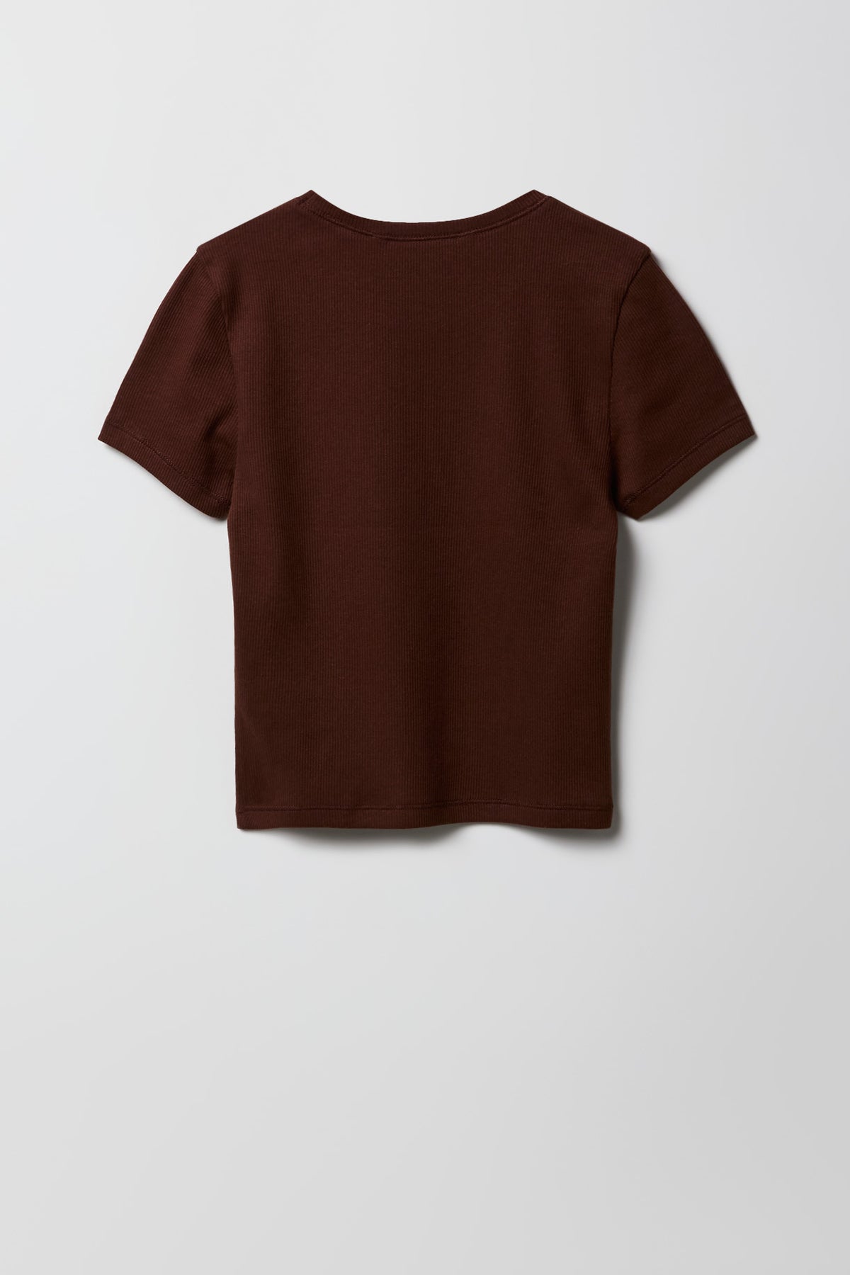 Alt View 2. Girls Ribbed Embroidered T-Shirt - Brown