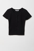 Cardigan boutonné côtelé pour fille