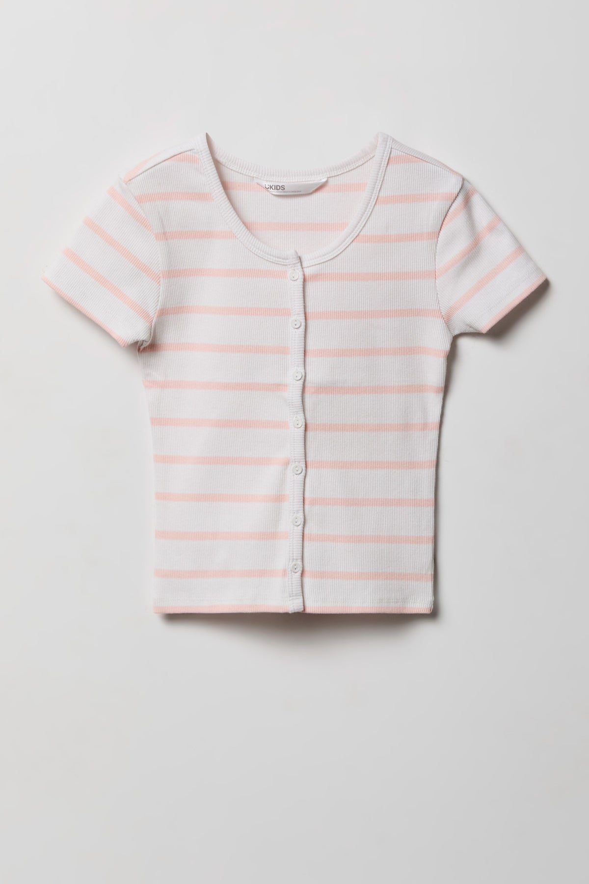 Girls Ribbed Button-Up Cardigan - Light Pink