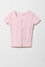Girls Ribbed Button-Up Cardigan