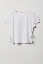 Girls Ribbed Side Bow T-Shirt