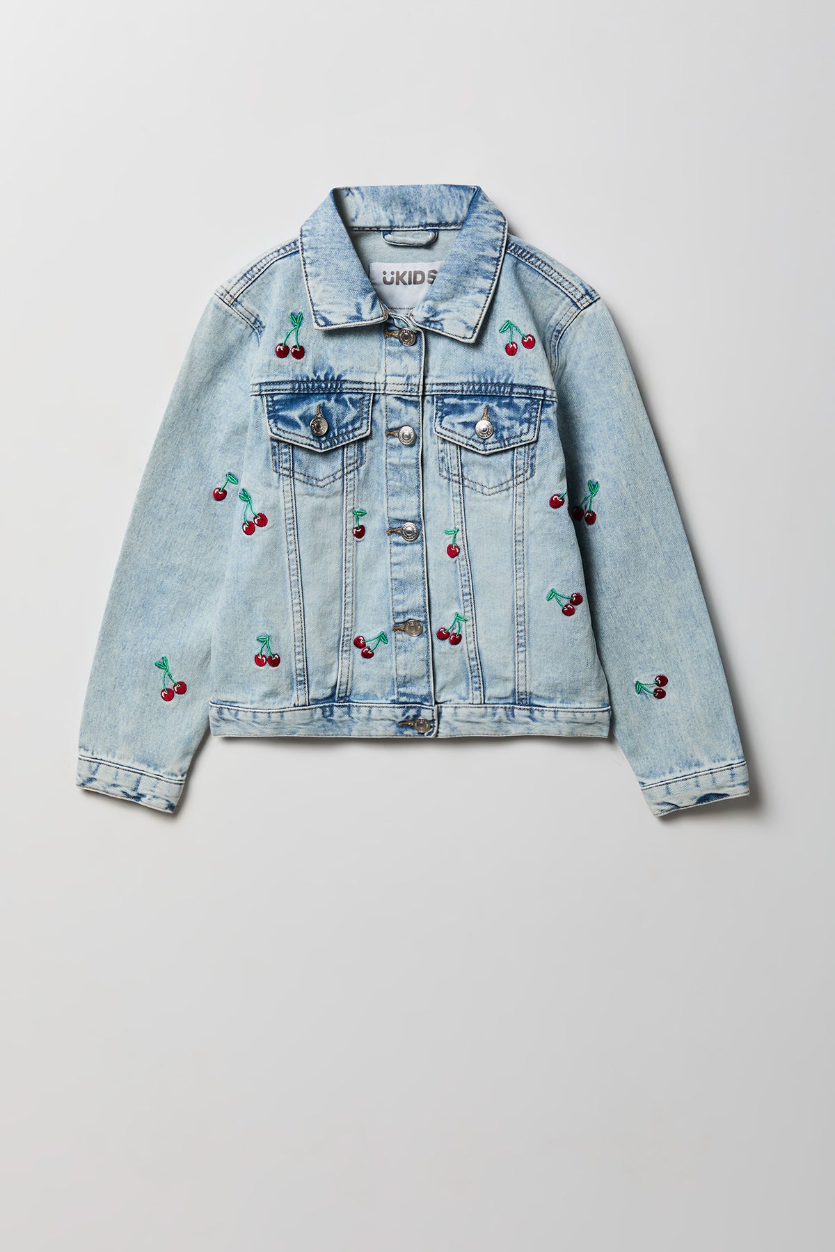 Girls Graphic Denim Jacket - Baby Blue