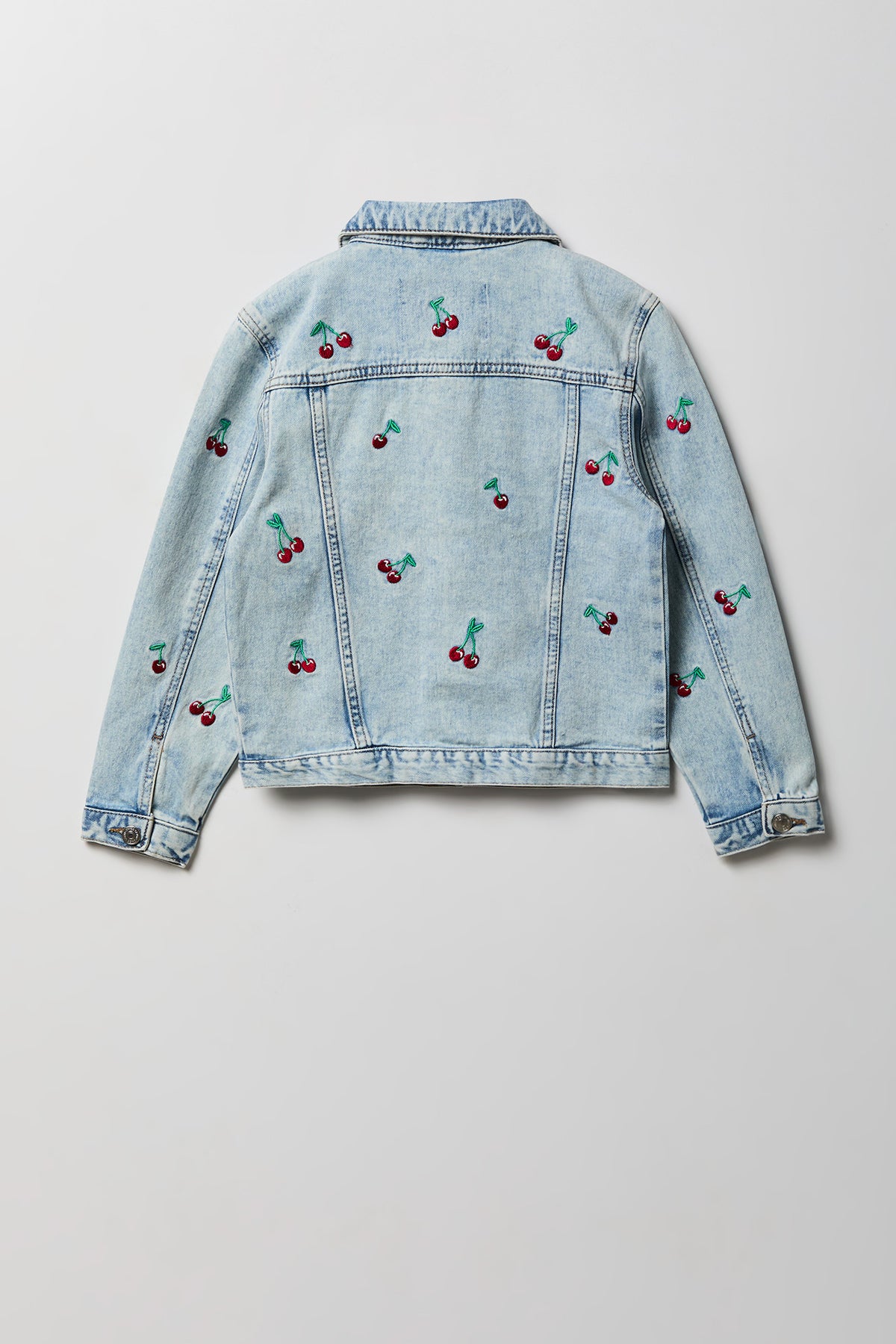 Alt View 2. Girls Graphic Denim Jacket - Baby Blue