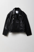 Girls Faux Leather Oversized Biker Jacket
