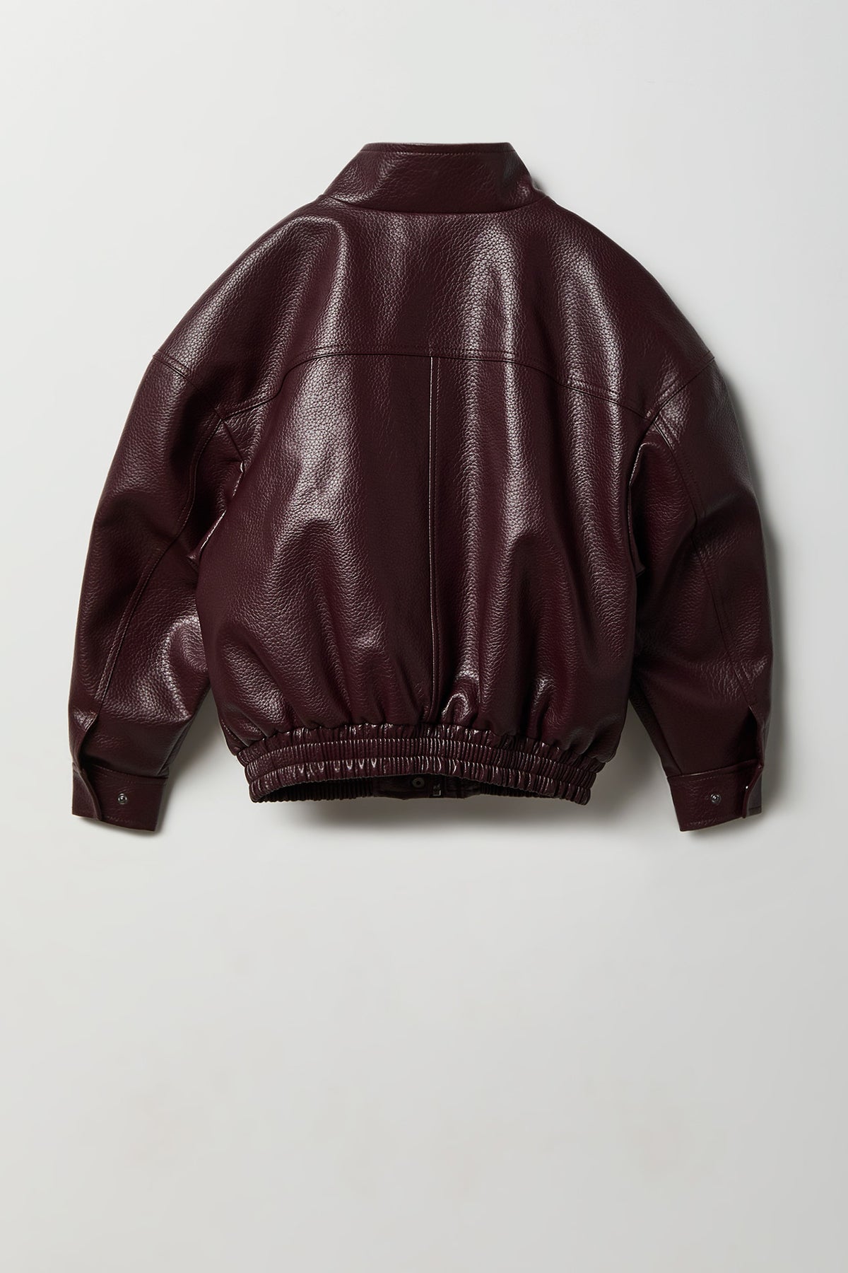 Alt View 2. Girls Faux Leather Bomber Jacket - Burgundy