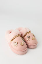 Faux Fur Trim Charm Slipper Booties