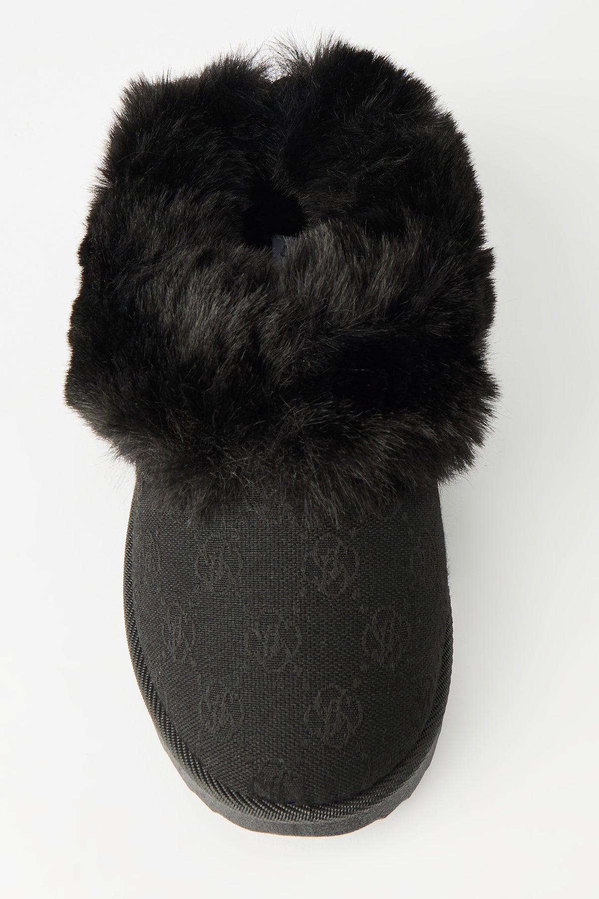 Alt View 3. Girls Faux Fur Collar Slipper Boots - Black