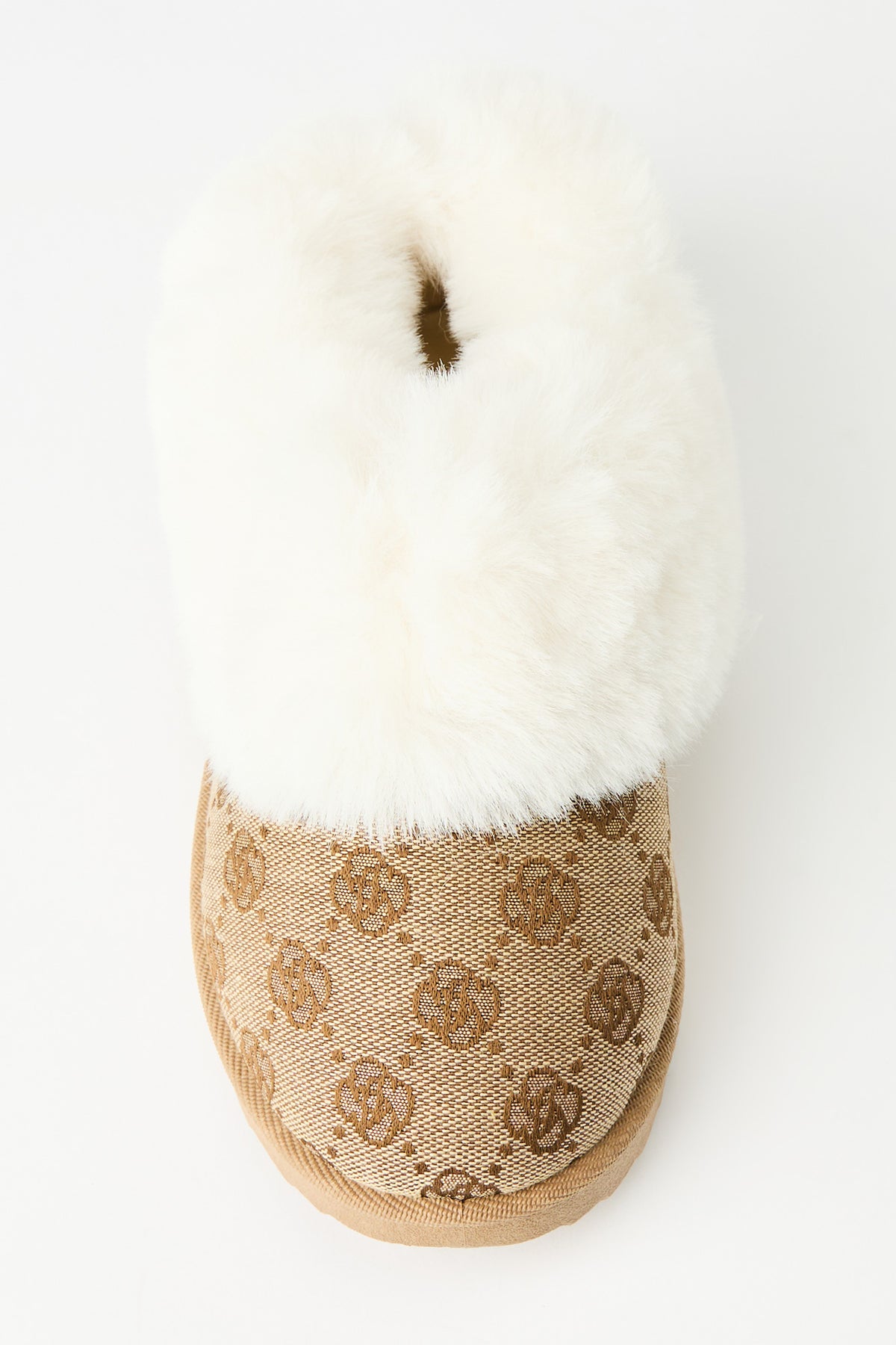 Alt View 3. Girls Faux Fur Collar Slipper Boots - Tan