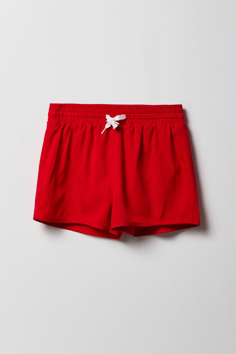 Short de baignade uni à taille coulissante pour fille