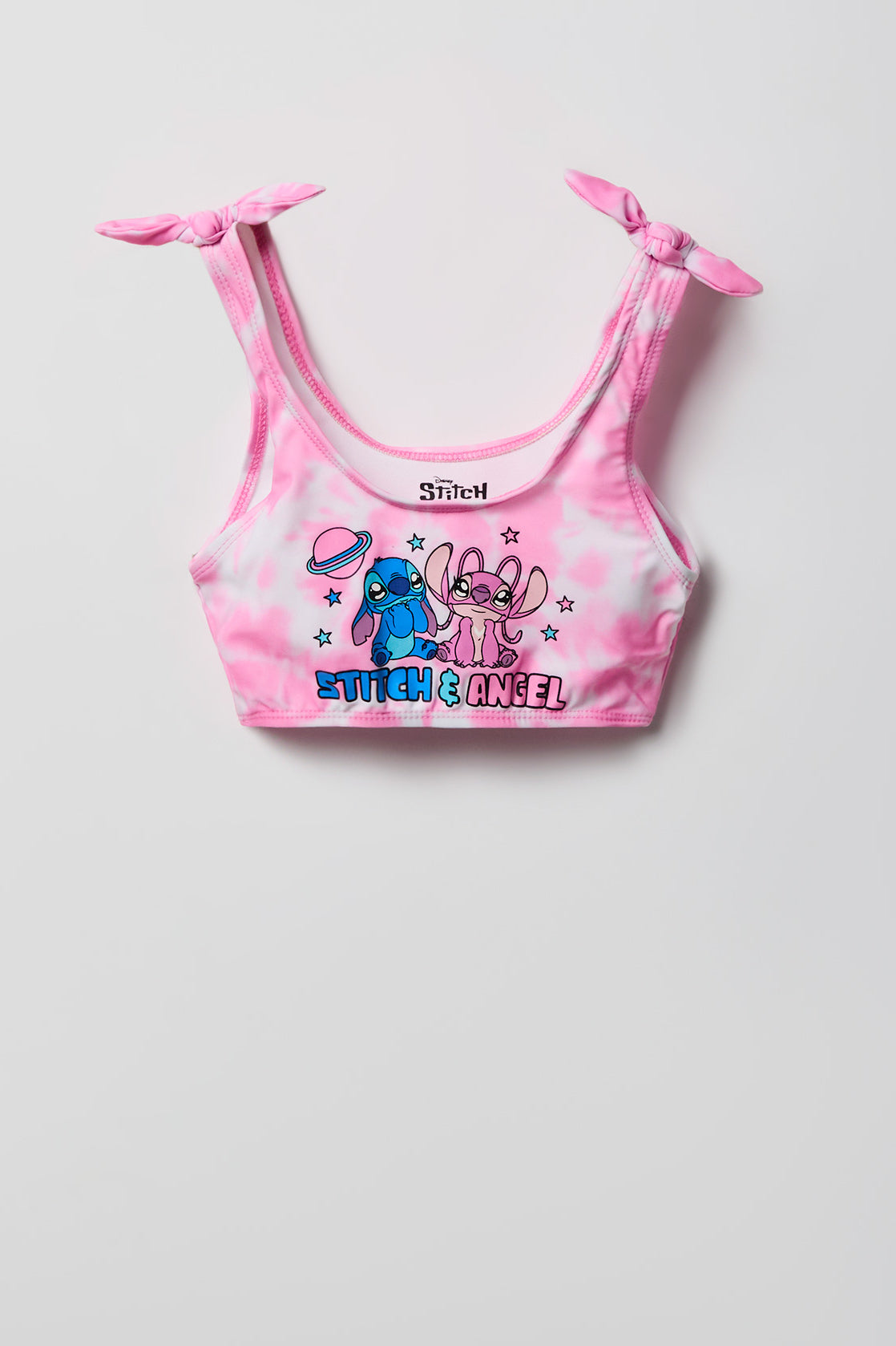Alt View 2. Girls Stitch & Angel Print 2 Piece Swimsuit - Light Pink