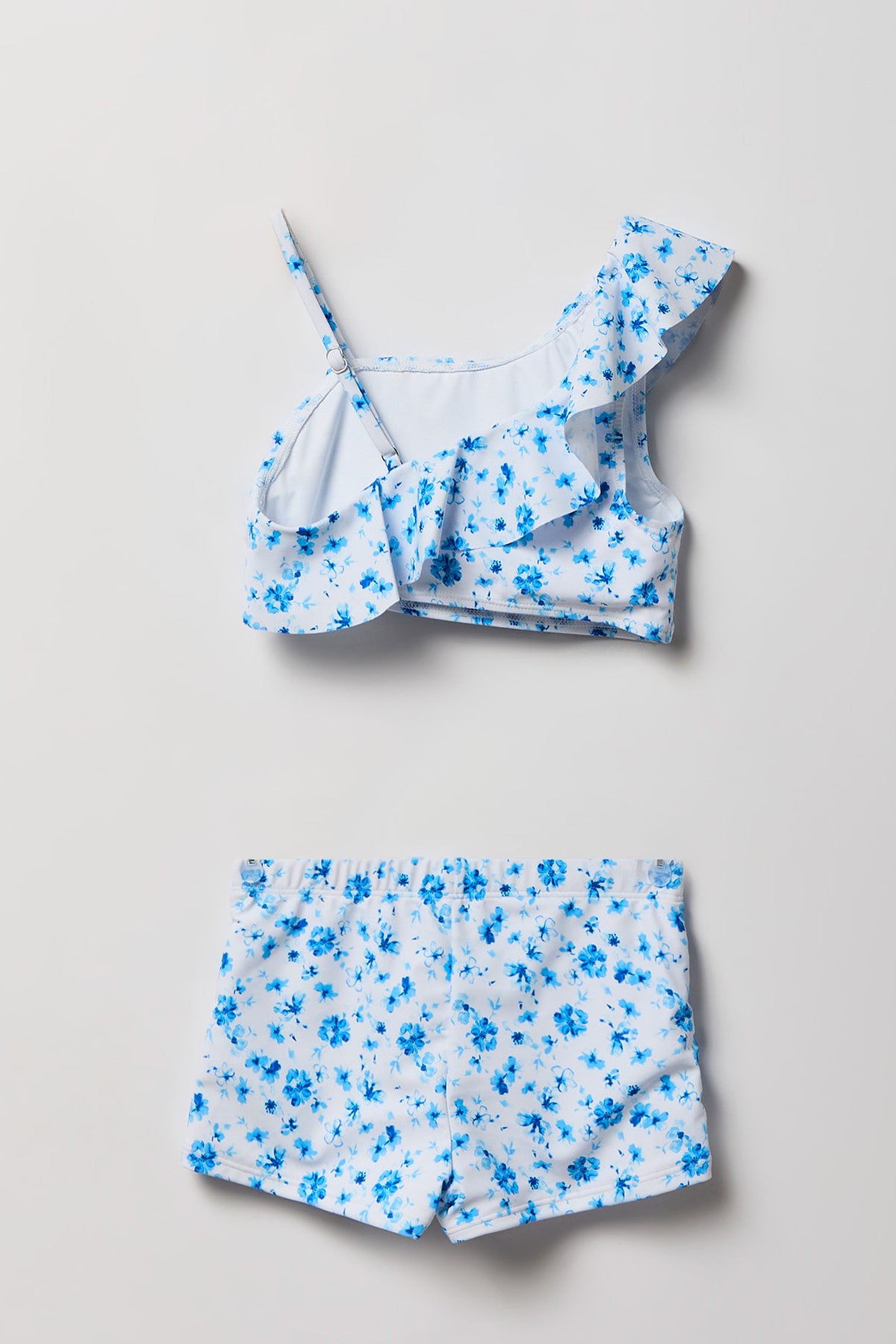 Vue alternative 2. Ensemble de baignade avec haut à épaule unique et short pour fille