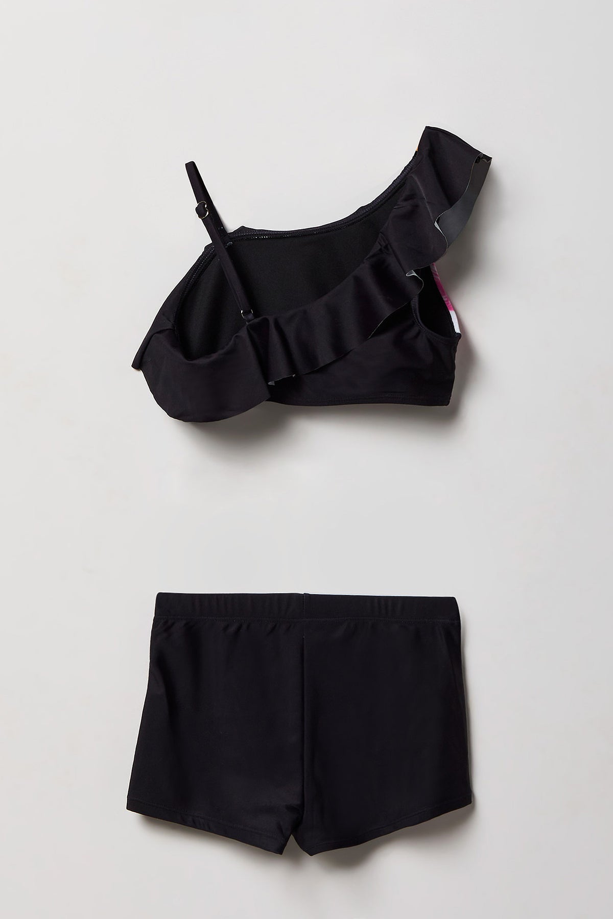 Vue alternative 2. Ensemble de baignade avec haut à épaule unique et short pour fille