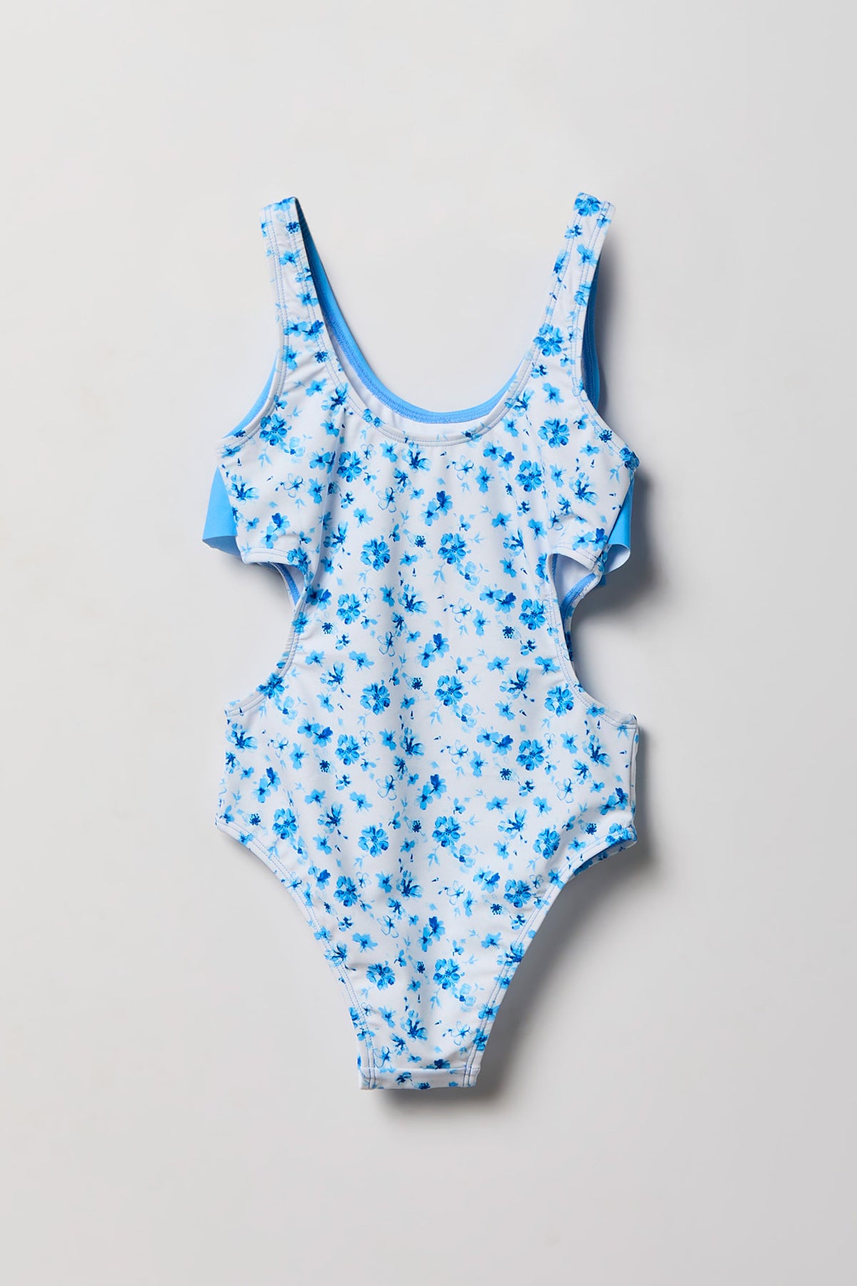 Alt View 2. Girls Flounce One Piece Swimsuit - Light Blue