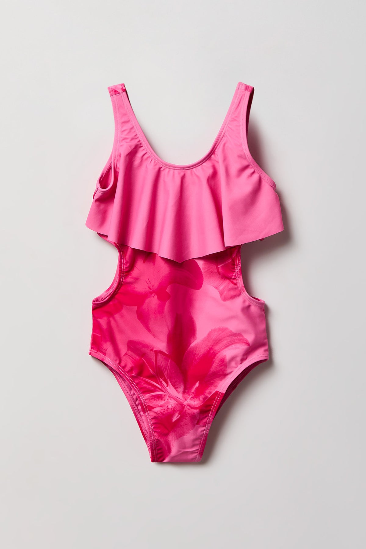 Girls Flounce One Piece Swimsuit - Fuchsia