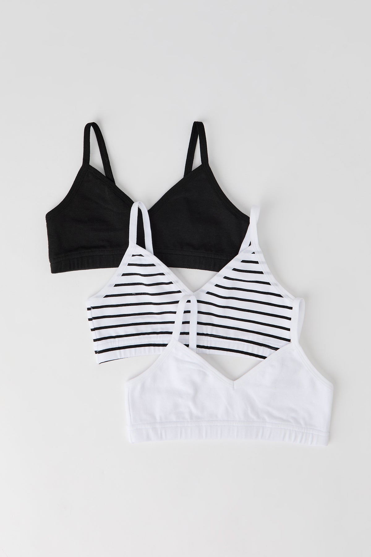 Girls Cami Bra (3 Pack) - Black with White