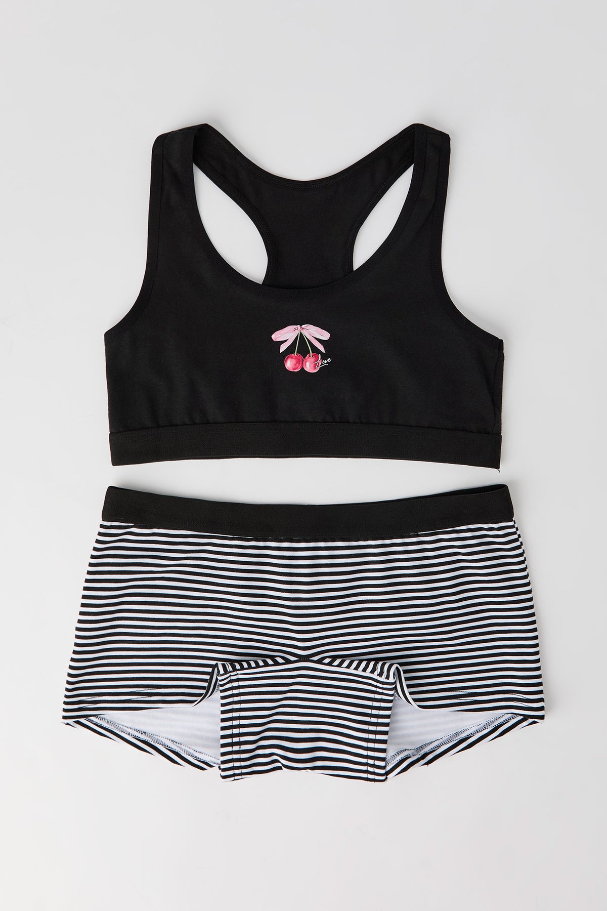 Ensemble avec soutien-gorge à dos nageur et culotte garçonne pour fille