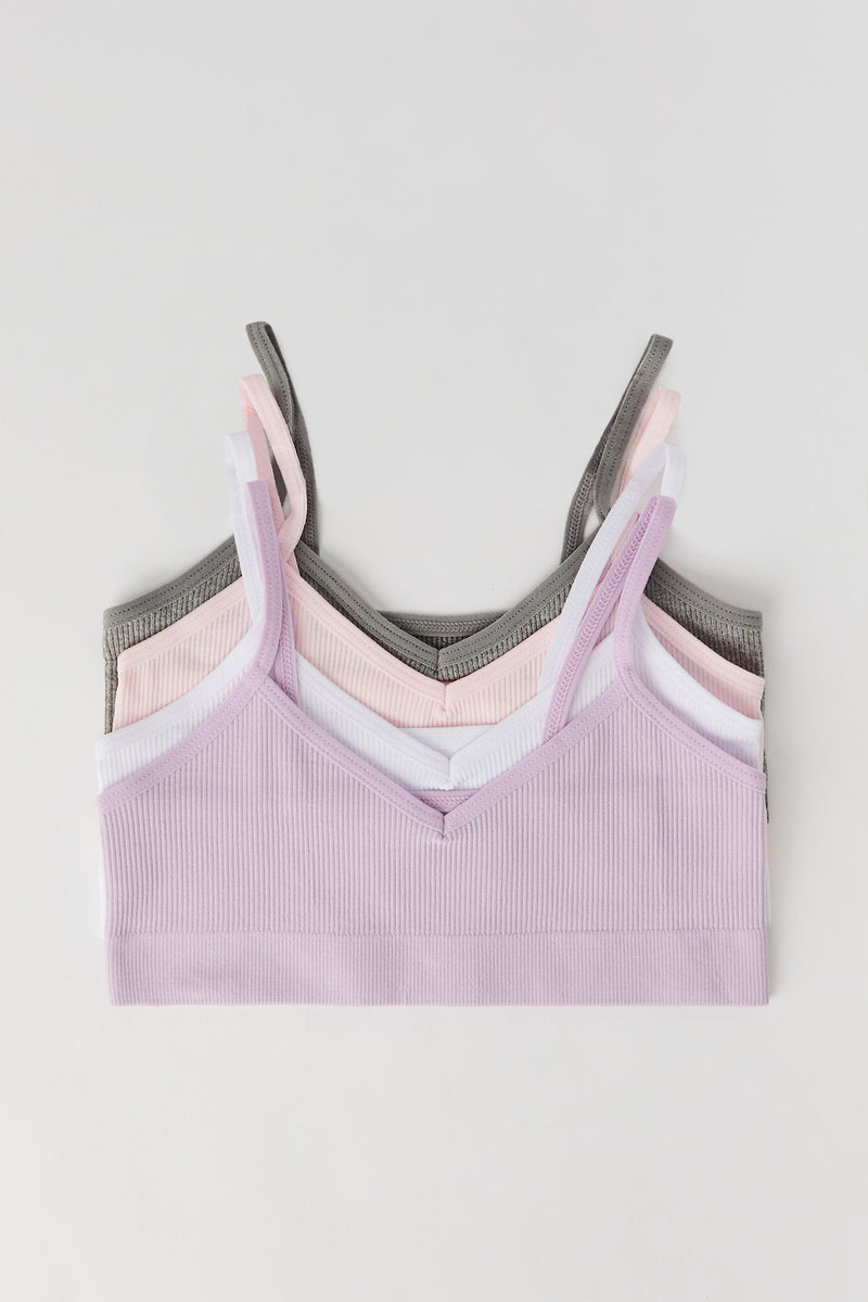 Bralette côtelée sans couture pour fille (Lot de 4)