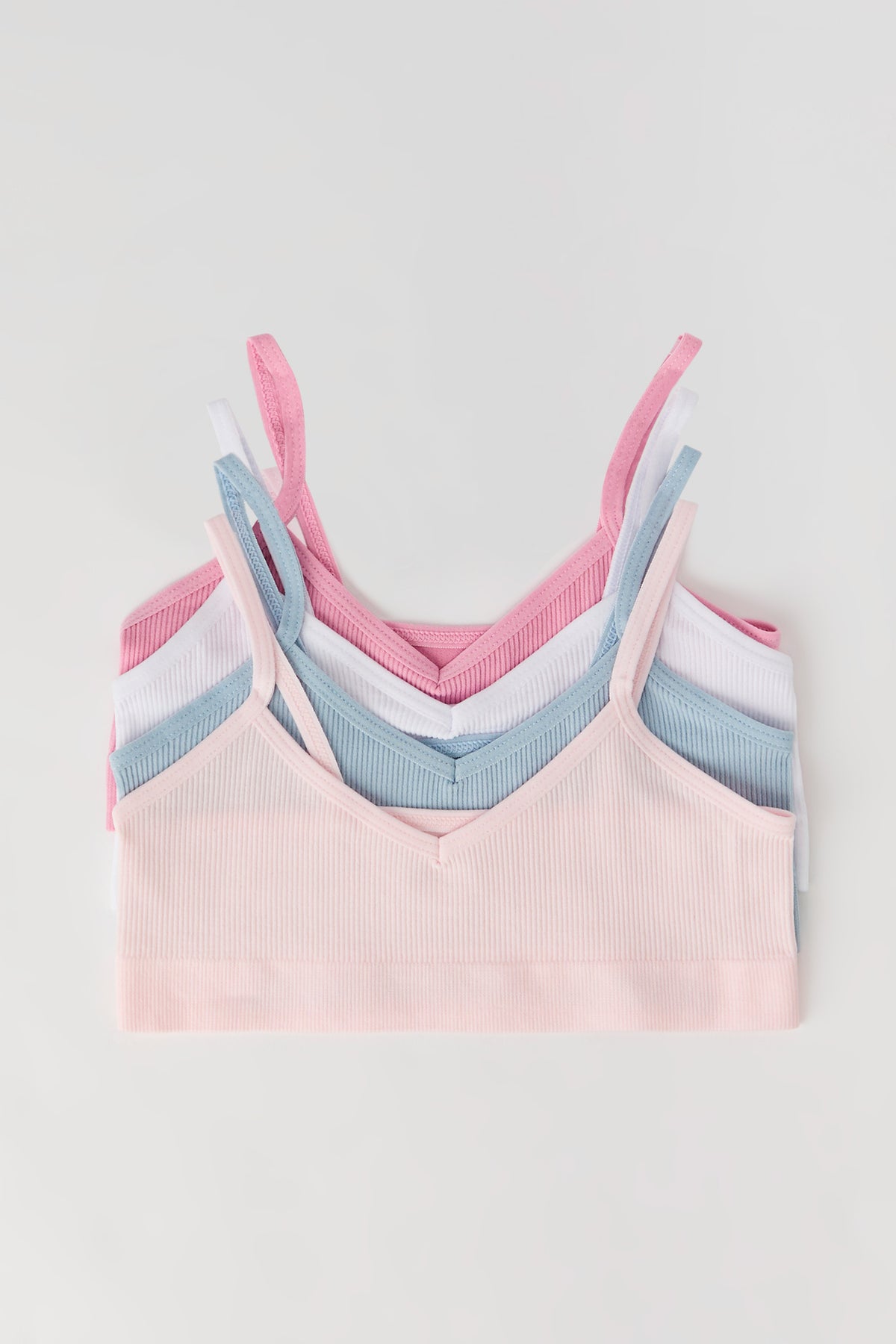 Girls Seamless Ribbed Bralette (4 Pack) - Pink