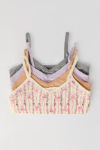 Bralette fleurie et unie sans couture pour fille (Lot de 4)