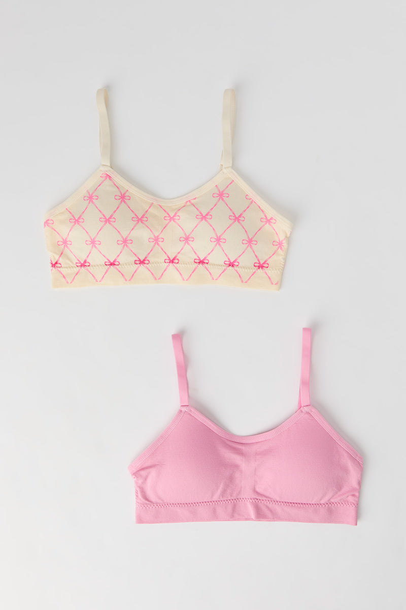 Bralette sans couture unie et imprimée pour fille (Lot de 2)