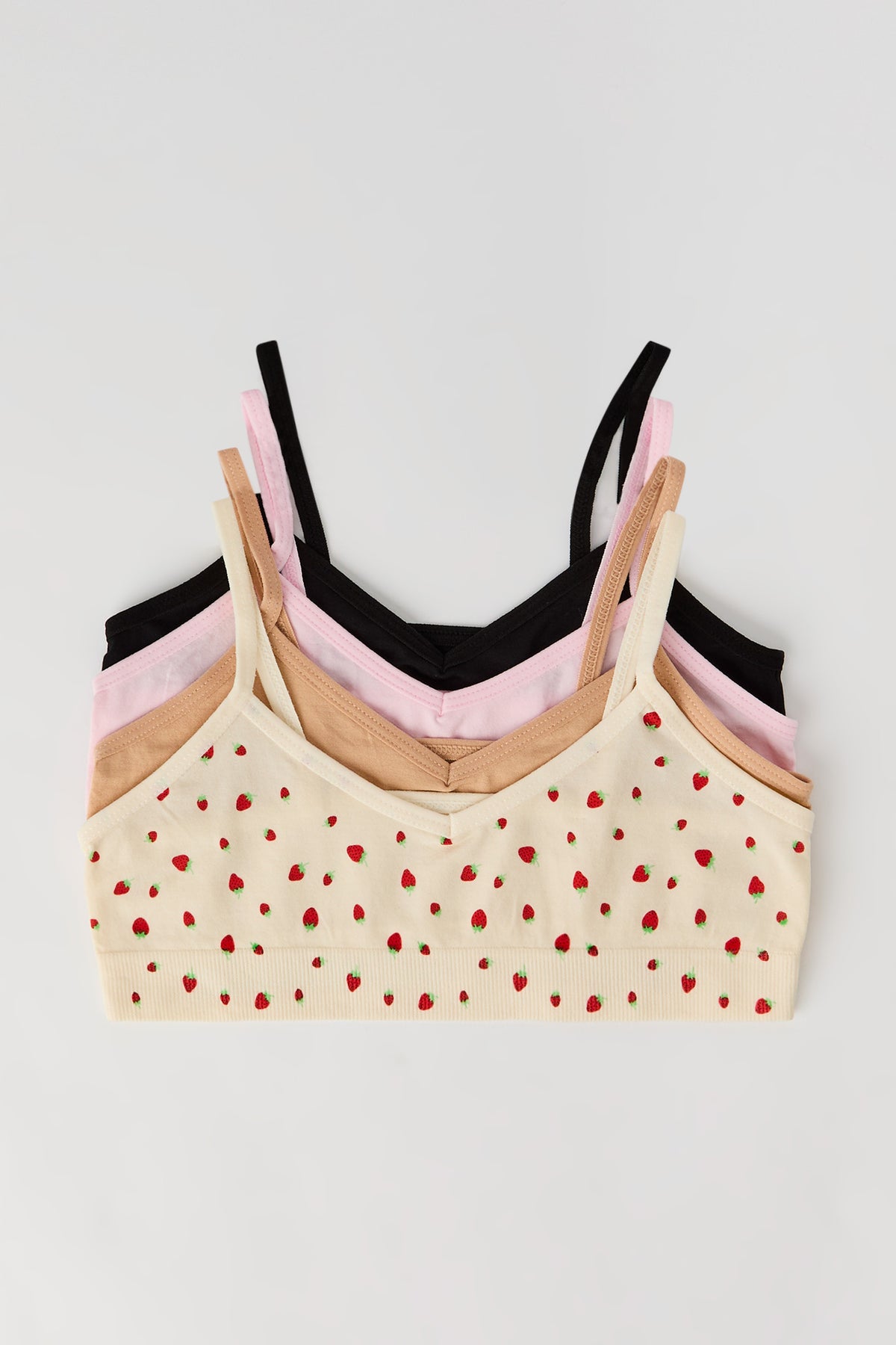 Girls Printed & Solid Seamless Bralette (4 Pack) - Yellow