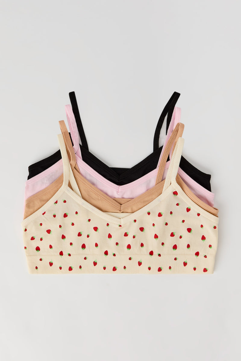 Bralette imprimée et unie sans couture pour fille (Lot de 4)