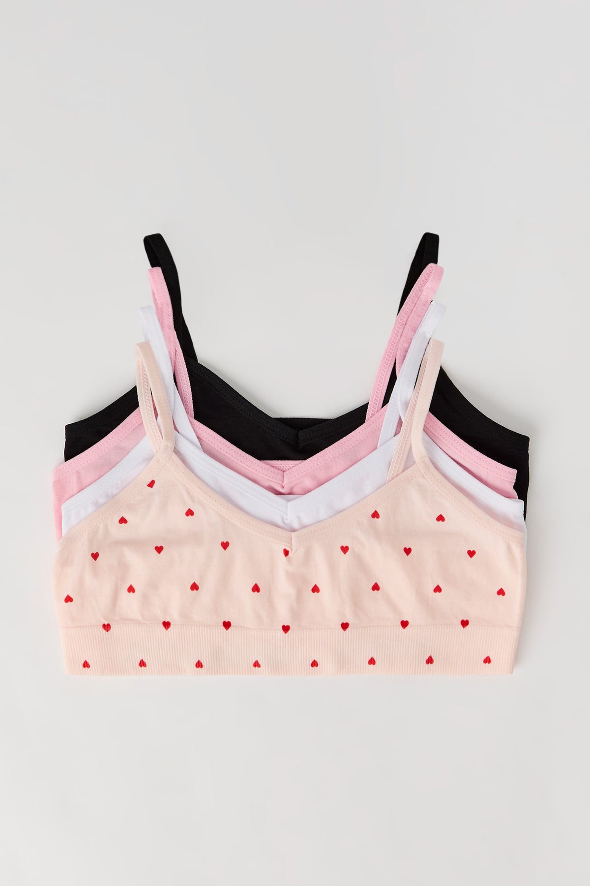 Girls Printed & Solid Seamless Bralette (4 Pack) - Pink