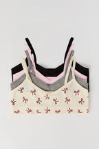 Girls Printed & Solid Seamless Ribbed Bralette (4 Pack)